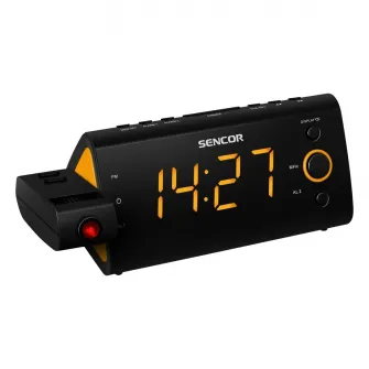 Radio cu ceas Sencor SRC 330 OR, FM, Alarma, Display LED, Negru/Galben