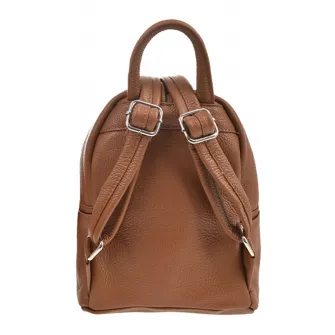 Patrizia Lucchini, Rucsac de piele cu buzunar cu fermoar, Caramel