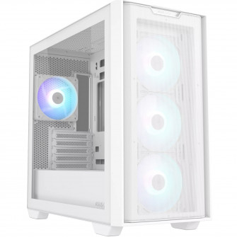 Carcasa PC ASUS A21 Tempered Glass, Micro-ATX, Alb