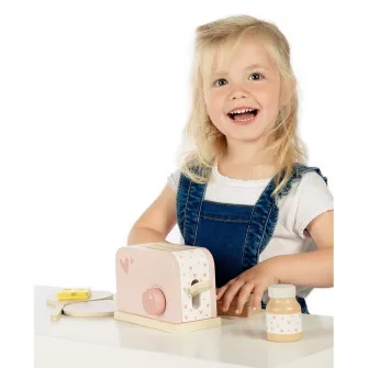 Jucarie din lemn Label Label, Toaster, roz