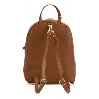 Anna Morellini, Rucsac de piele cu buzunare frontale cu fermoar, Camel