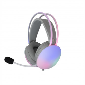 Casti Gaming White Shark FIREFLY-W Over-Ear, Stereo, 50mm Driver, Microfon Omnidirectional, Mute si Control Volum pe Fir, Cablu 2m, Compatibil PC, PS4/5, XBOX, MAC prin 1 x jack 3,5mm 4pini + USB pentru Iluminare LED