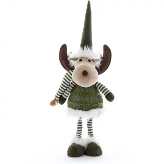 Figurina decorativa Kring, Ren, 55 cm, Gri/Verde