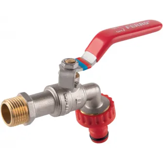 Robinet scurgere Ferro, 1/2'', din alama cu sfera si rac rapid 3/4 FE