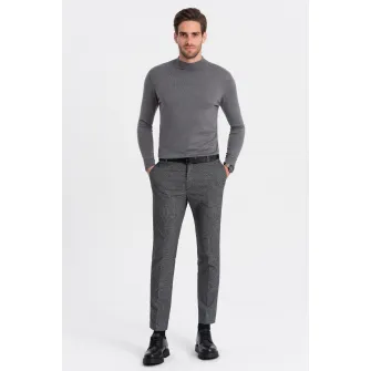 OMBRE, Bluza slim fit cu margini striate, Gri inchis melange, 2XL