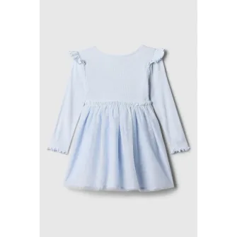 GAP, Rochie evazata cu garnituri din tul, Albastru glaciar, 90 CM
