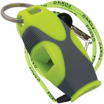 Fluier Fox40 Sharx cu snur, neon/gri