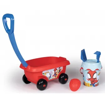 Set jucarii nisip Smoby Spidey, Carucior si galetusa cu accesorii