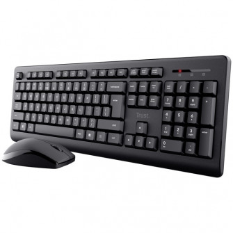 Kit Trust Primo tastatura standard, mouse wireless optic, rezoltie maxima 1200 DPI, negru