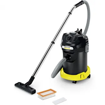 Aspirator uscat pentru cenusa Karcher AD 4 Premium, 1.629-731.0, putere 600 W, rezervor metalic de 17 L, furtun de aspirare metalic de 1.7 m, tehnologie ReBoost, filtru suplimentar de evacuare aer, Negru/Galben