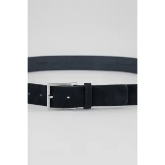 HUGO, Curea de piele intoarsa cu catarama metalica Minto, Negru, 115