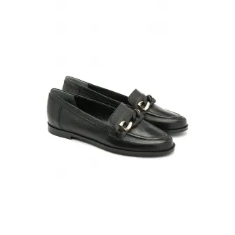 RYЕЃKO, Pantofi loafer de piele cu detalii lant, Auriu, Negru, 36