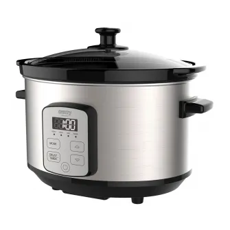 Multicooker, Camry, CR6414, Slow cooker, 270 W, 4.7 L, Afisaj LED, Cronometru, Functia De Mentinere La Cald, 2 Viteza De Cald, Argintiu/Negru