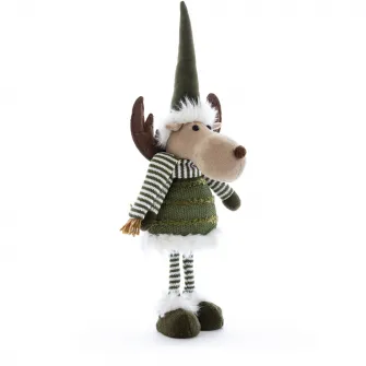 Figurina decorativa Kring, Ren, 55 cm, Gri/Verde