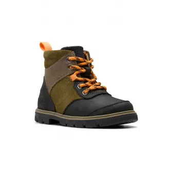 Clarks, Ghete de piele si piele intoarsa Lorcam, Negru, Maro, Kaki, 20 EU