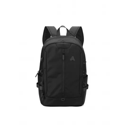 Aoking, Rucsac din material textil cu model uni si barete laterale, Negru