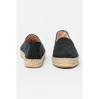 Manebi, Espadrile cu aplicatie impletita de iuta, Negru, 36