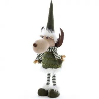 Figurina decorativa Kring, Ren, 55 cm, Gri/Verde