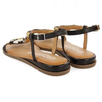 Gioseppo, Sandale de piele cu margele, Negru, 37