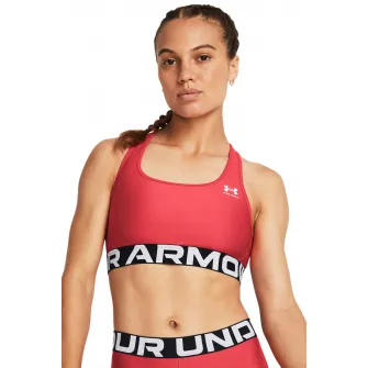 Under Armour, Bustiera cu decupaj pe partea din spate si logo, pentru antrenament Authentics, Rosu, Negru, Alb, XL