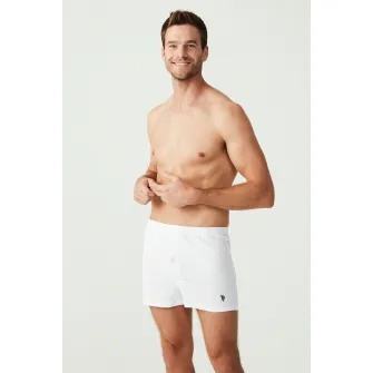 U.S. Polo Assn., Boxeri din bumbac cu talie medie, Alb, L