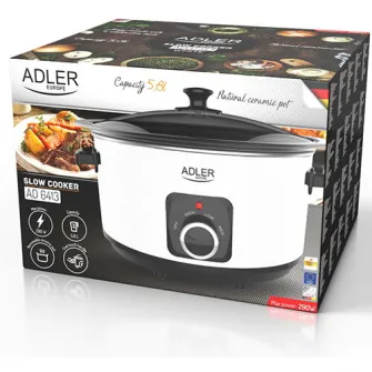 Multicooker, Adler, AD6431W, Slow cooker, 290 W, 5.8 L, 3 Viteza De Cald, Sticla Capac, Ceramica/Inox, Rosu/Negru