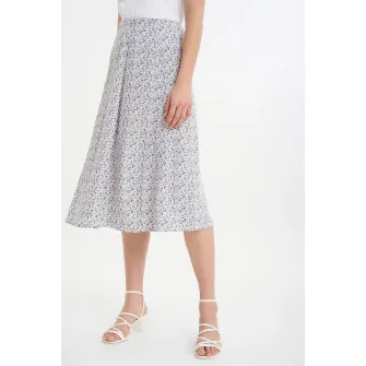 GreenPoint, Fusta midi cu model Circle Cut, Kaki, Lila, Albastru, 44