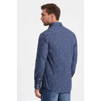 OMBRE, Camasa sim fit cu imprimeu, Bleumarin, 2XL