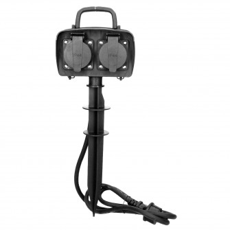 Prelungitor gradina ORNO OR-AE-13138(GS), 2 prize 230V, 3680W, 16A, IP44, 1.5 m, varf tip sageata, Negru