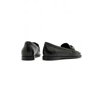 RYЕЃKO, Pantofi loafer de piele cu detalii lant, Auriu, Negru, 36