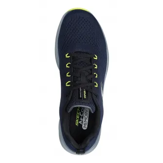 Skechers, Pantofi sport de plasa cu logo Vapor Foam, Verde lime, Bleumarin, 42