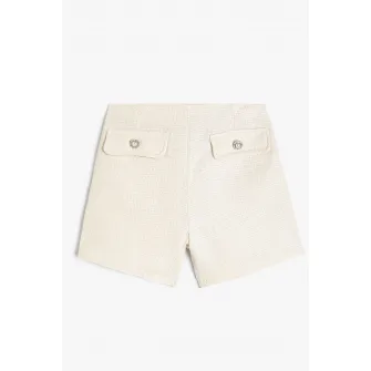 KOTON, Pantaloni scurti texturati din amestec de bumbac, Crem, 110-116 CM