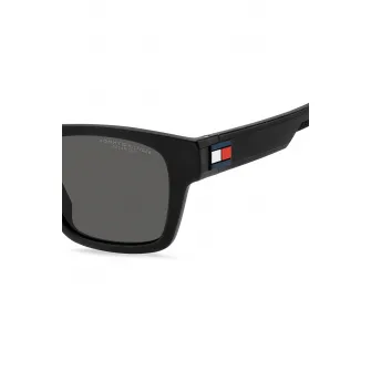 Tommy Hilfiger, Ochelari de soare patrati cu lentile uni, Negru, 51-19-145