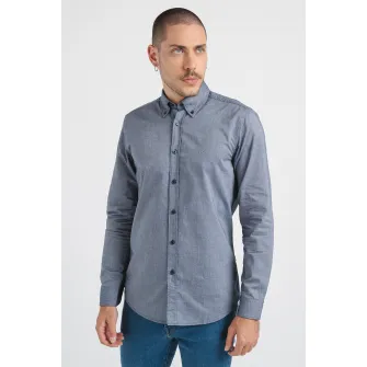 BOSS, Camasa regular fit cu guler Oxford Rickert, Albastru prafuit, 2XL