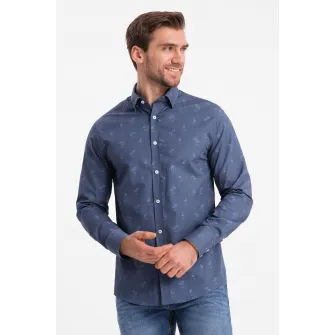 OMBRE, Camasa sim fit cu imprimeu, Bleumarin, 2XL