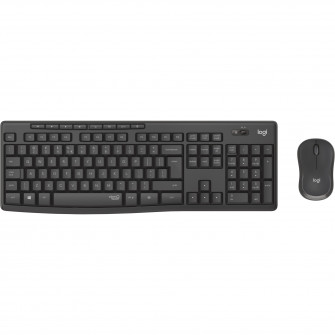 Kit wireless tastatura si mouse Logitech MK295 Silent, layout US INTL, Graphite