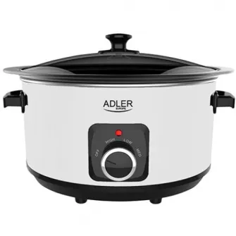 Multicooker, Adler, AD6431W, Slow cooker, 290 W, 5.8 L, 3 Viteza De Cald, Sticla Capac, Ceramica/Inox, Rosu/Negru