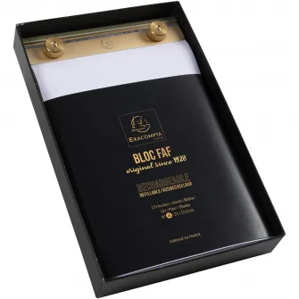 Suport hartie de birou Exacompta FAF Block NВ°4, cu bloc pentru notite cu 170 coli albe veline, micro perforate, design retro, reincarcabil, 220x134 mm