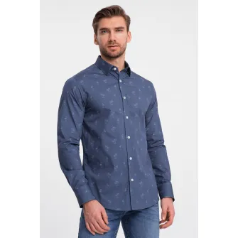 OMBRE, Camasa sim fit cu imprimeu, Bleumarin, 2XL