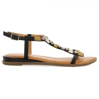 Gioseppo, Sandale de piele cu margele, Negru, 37