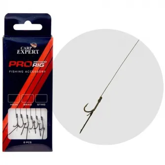 Carlige legate Carp Expert Method Feeder Bait Sting Rig, Carlig Nr.14, Spin 7mm, Fir 0.15mm, 6buc/pac