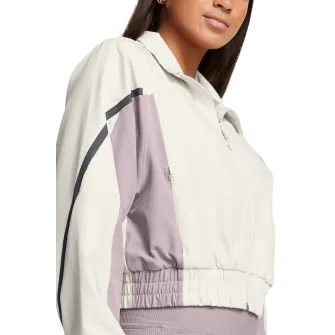 Under Armour, Jacheta crop de trening Unstoppable, Alb murdar, Liliac prafuit, S-M