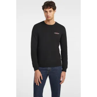 GUESS JEANS, Bluza slim fit cu logo, Negru, L