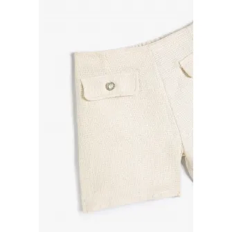 KOTON, Pantaloni scurti texturati din amestec de bumbac, Crem, 110-116 CM