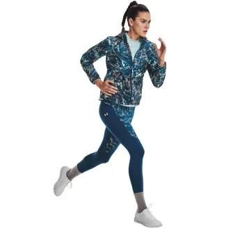 Under Armour, Jacheta cu gluga, pentru alergare Storm Outrun, Negru, Albastru petrol, S