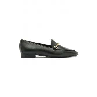 RYЕЃKO, Pantofi loafer de piele cu detalii lant, Auriu, Negru, 37.5