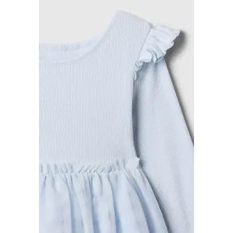 GAP, Rochie evazata cu garnituri din tul, Albastru glaciar, 90 CM