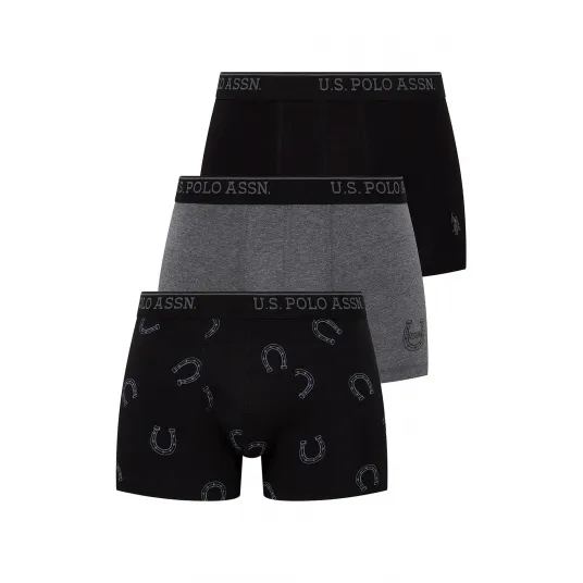 U.S. Polo Assn., Set de boxeri - 3 perechi, Negru/Gri melange, M