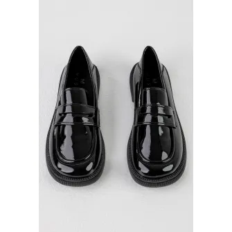 MUSK, Pantofi loafer de piele ecologica cu model uni, Negru, 40