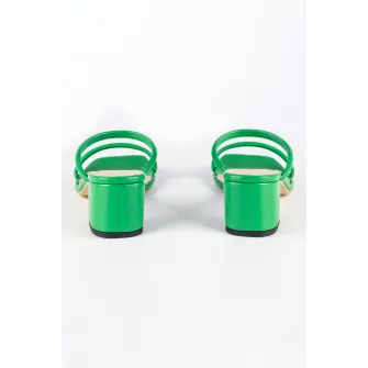 MUSK, Papuci cu toc masiv, Verde, 37